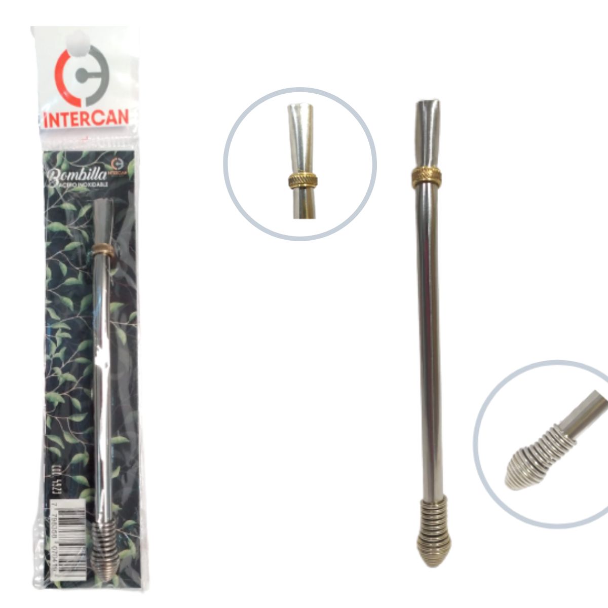 Bombilla acero inox b/ resorte blister individual