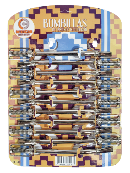 Bombillas Bronce Niquelado Base Estribo Blister x 12 unid