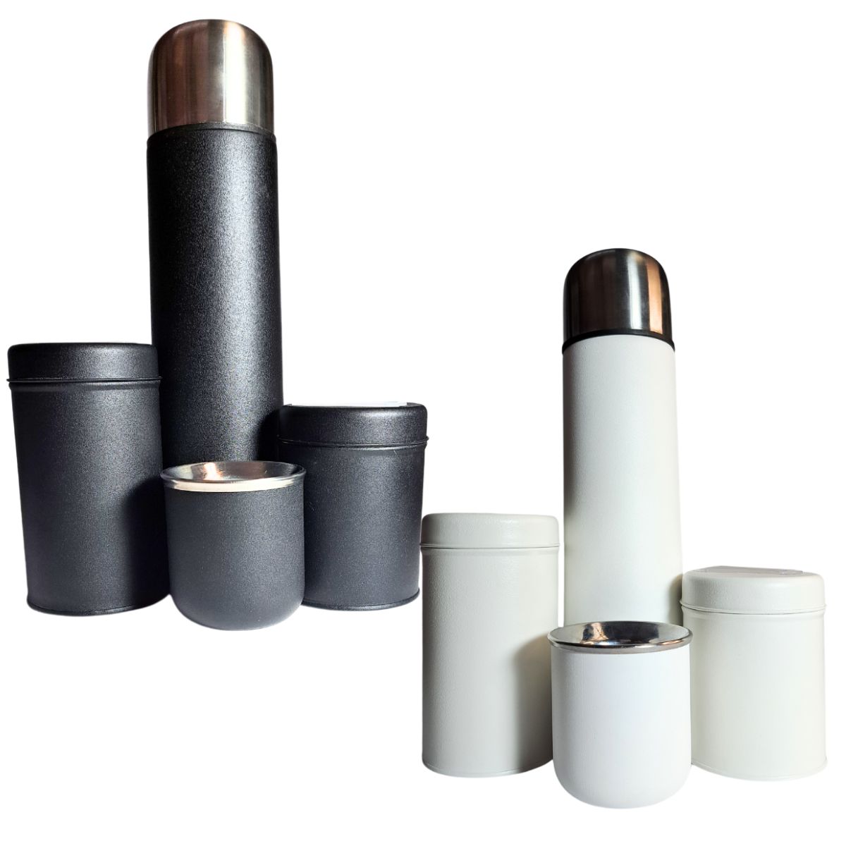 Set completo térmico pintado (Termo bala 1LT + mate acero + latas pint)